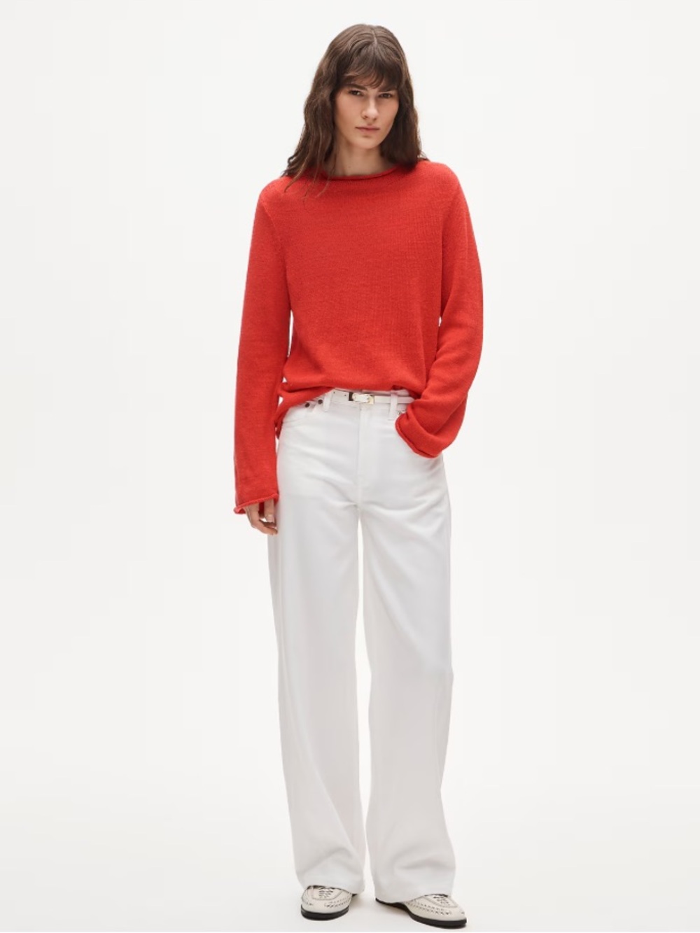 J. Crew White Wide-Leg High-Rise Jeans